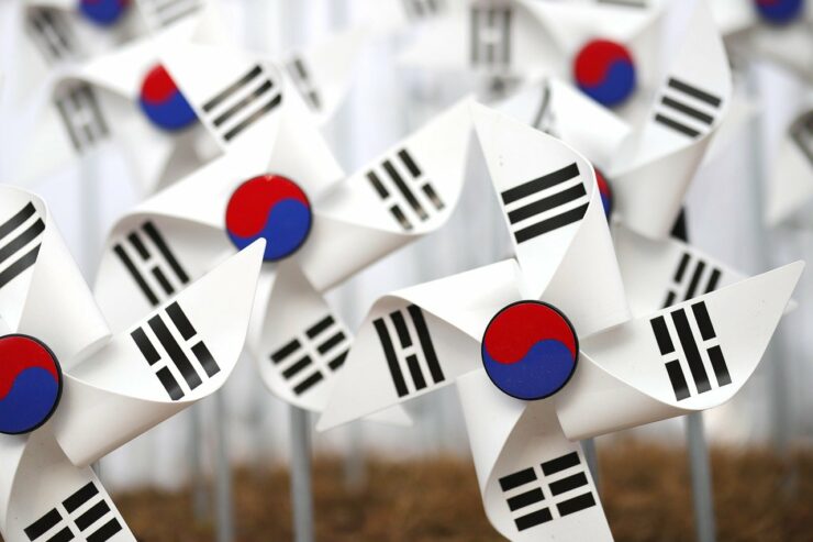Cataventos com bandeira da Coreia do Sul / Cultura sul-coreana