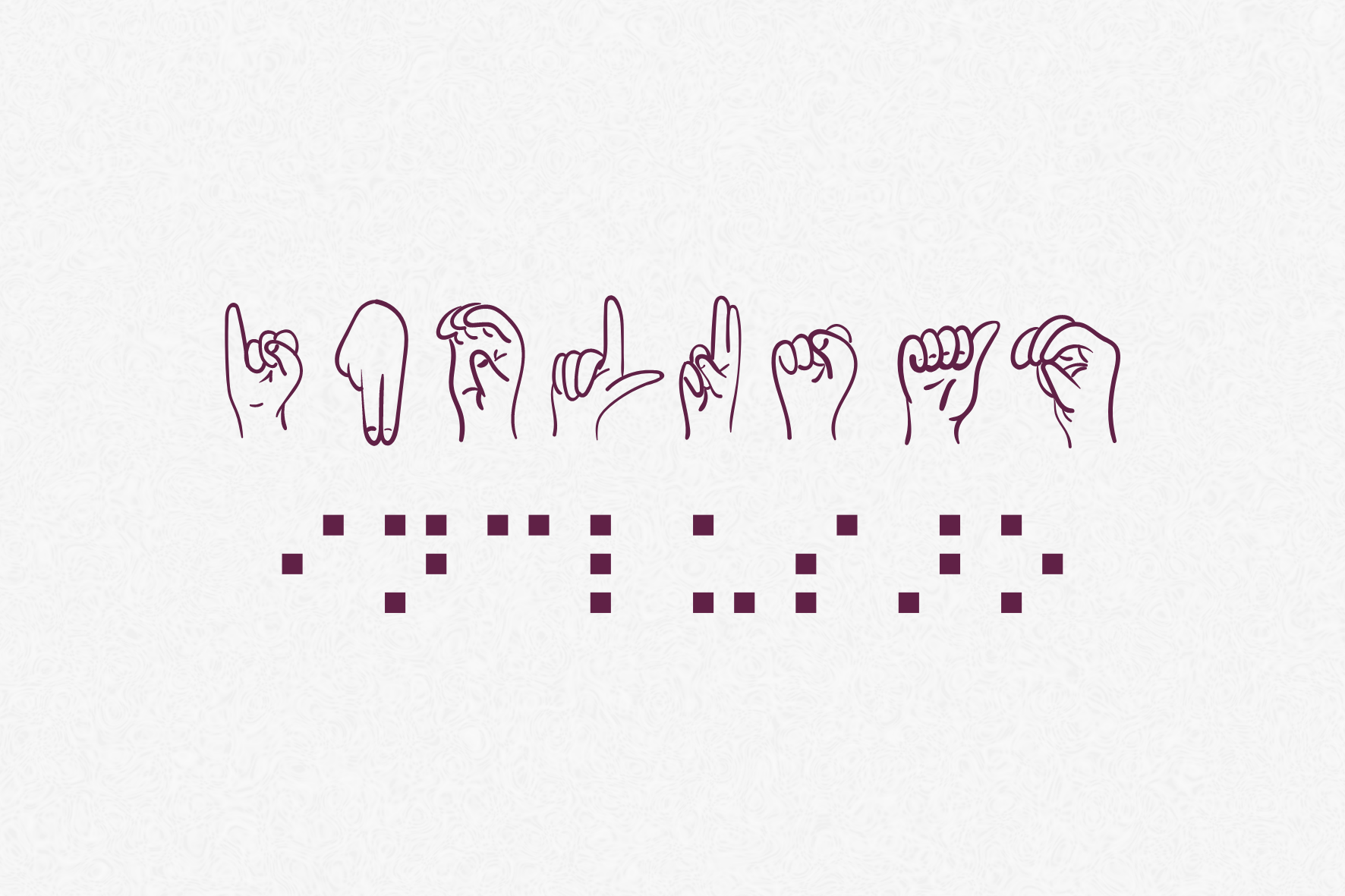 Banner arte e inclusão com a palavra inclusão representada pelo alfabeto em Libras e em Braille.