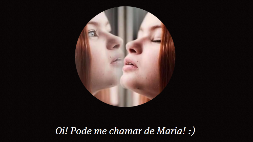 A imagem tem uma foto circular do rosto da influenciadora Maria Paula , com um fundo preto.